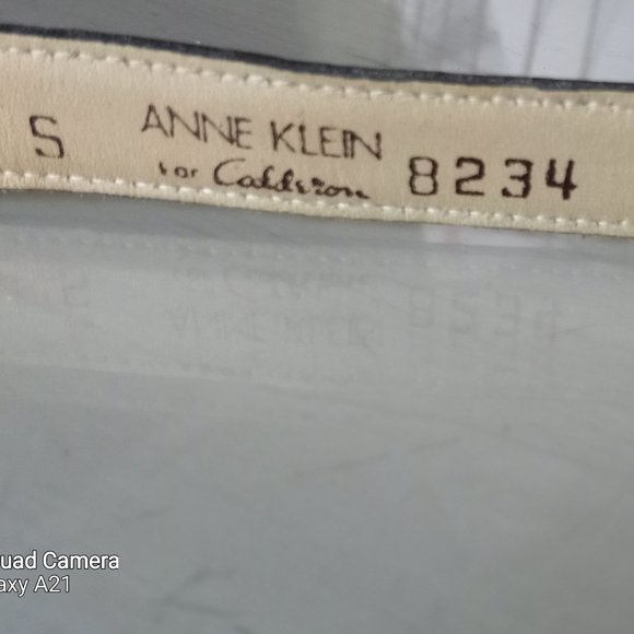 'ANNE KLEIN' Mid Grey Patent Leather Belt Size S Faux Reptile - Picture 3 of 9